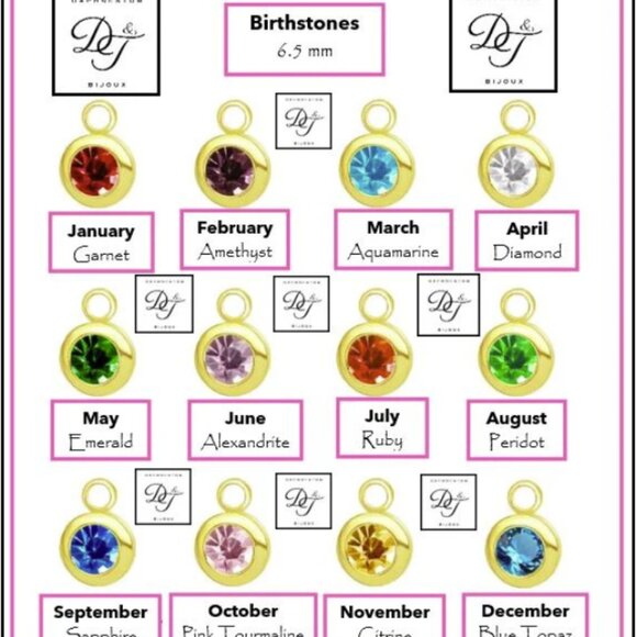 Handmade Gold Birth Flower & Birthstone on 16" Cable Chain Necklace - Picture 9 of 11